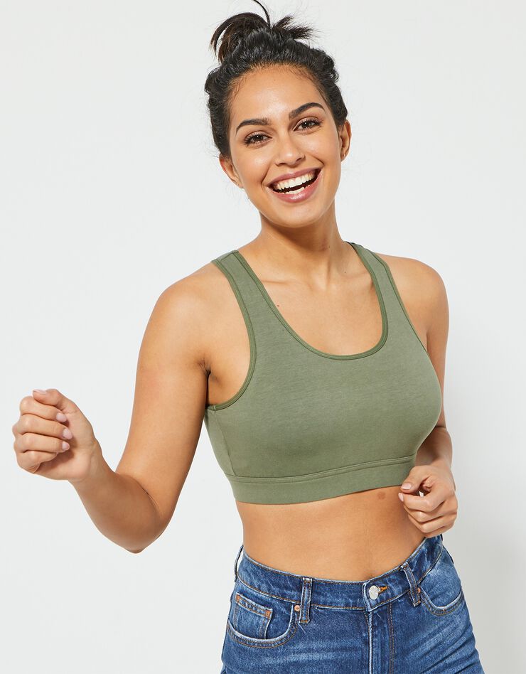 Brassière de sport unie (kaki) Brassière de sport unie (kaki)