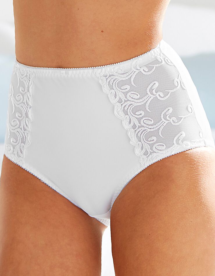 Gainette ventre plat microfibre tulle brodé Sienne - lot de 2 (blanc + noir)