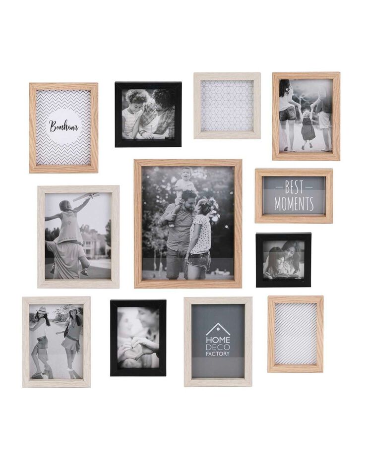 Cadre-photos - lot de 12 vues (noir/naturel)