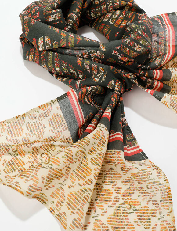 Foulard imprimé graphique, 198 x 38 cm  - coton (rose)