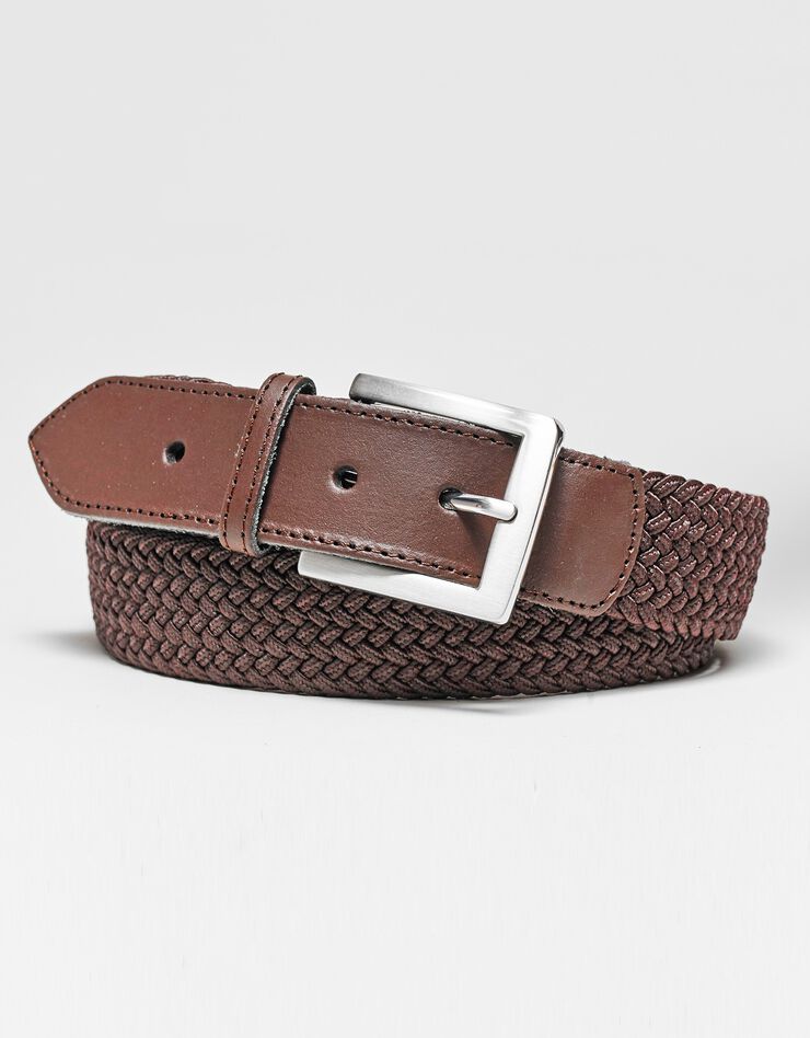 Ceinture tressée extensible finitions cuir (chocolat) Ceinture tressée extensible finitions cuir (chocolat)