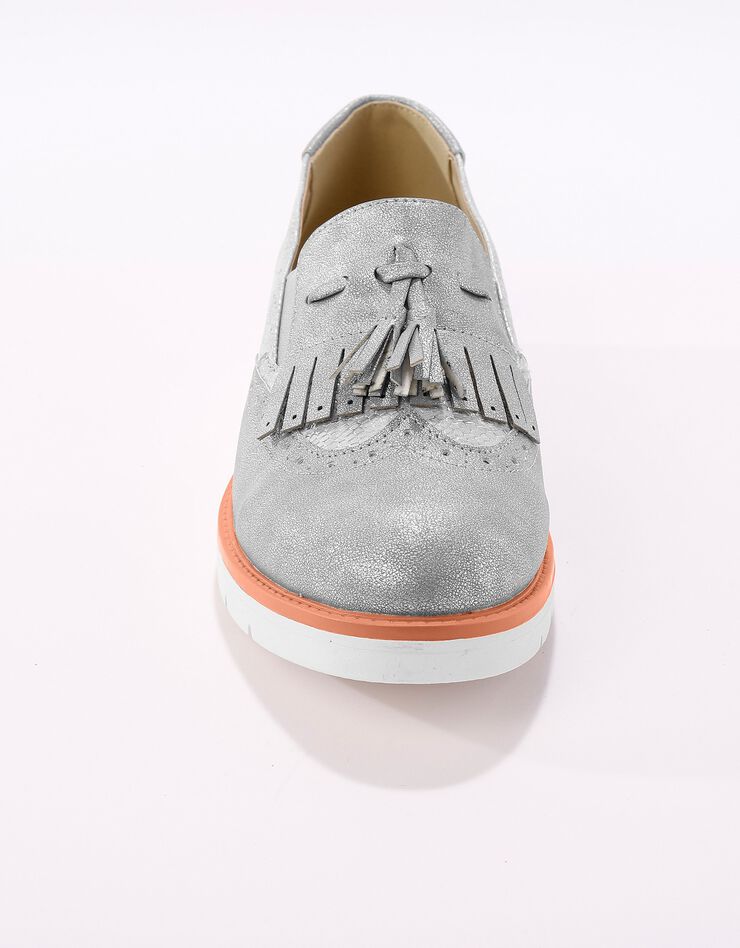 Slippers compensés à franges et glands - python gris/argenté (gris / argenté)