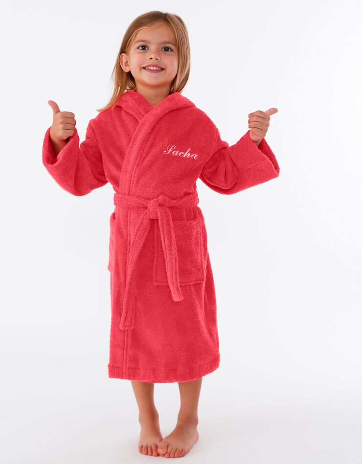 Peignoir enfant éponge à capuche personnalisable (corail) Peignoir enfant éponge à capuche personnalisable (corail)
