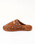Mules &agrave; message, motif l&eacute;opard. (caramel)