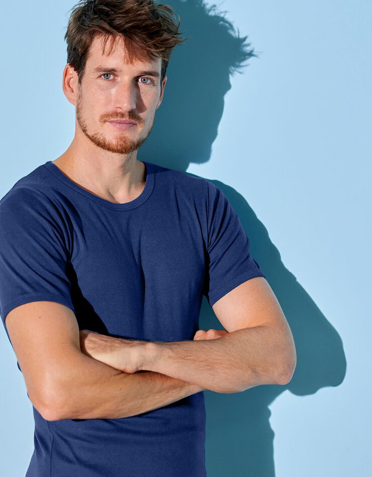 Tee-shirt sous-vêtement homme col rond - lot de 3 (marine) Tee-shirt sous-vêtement homme col rond - lot de 3 (marine)
