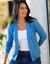 Gilet maille fantaisie, porter ouvert (bleu grisé)