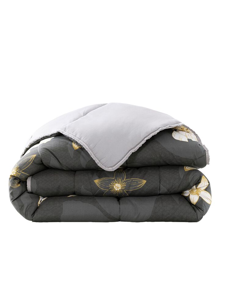 Couette coton imprimée Lys 400g/m2 (noir / blanc)
