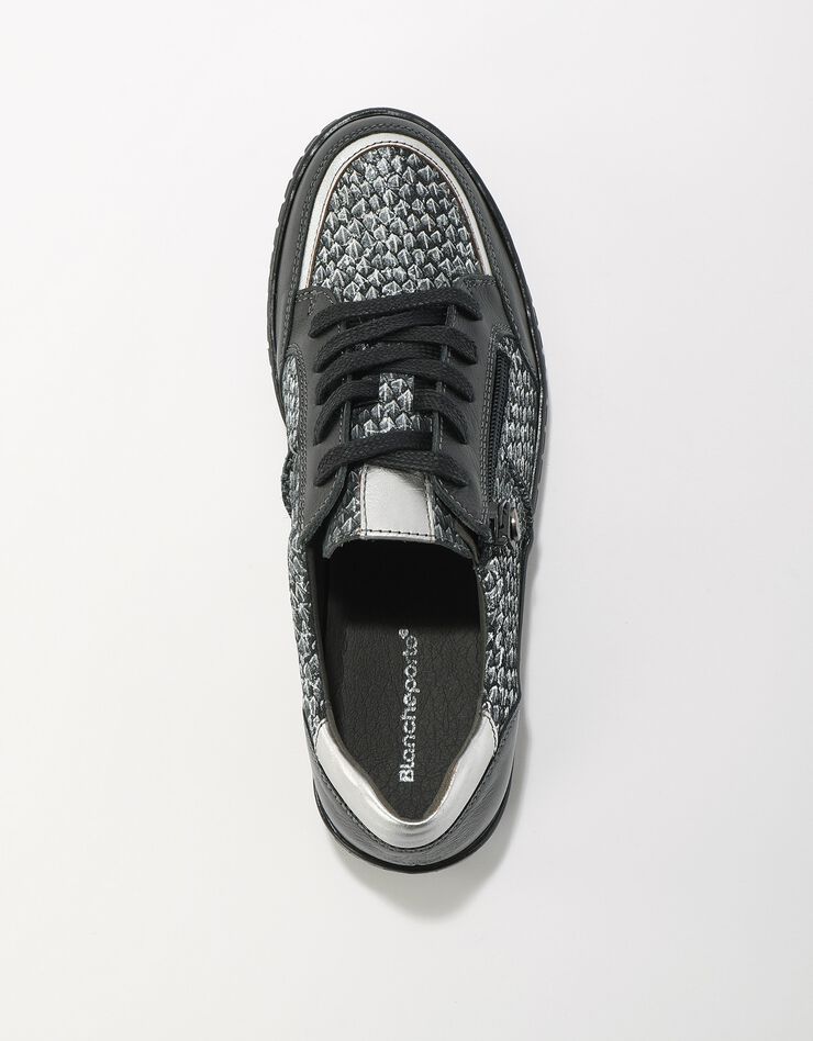 Baskets zippées bimatières en cuir (noir) Baskets zippées bimatières en cuir (noir)