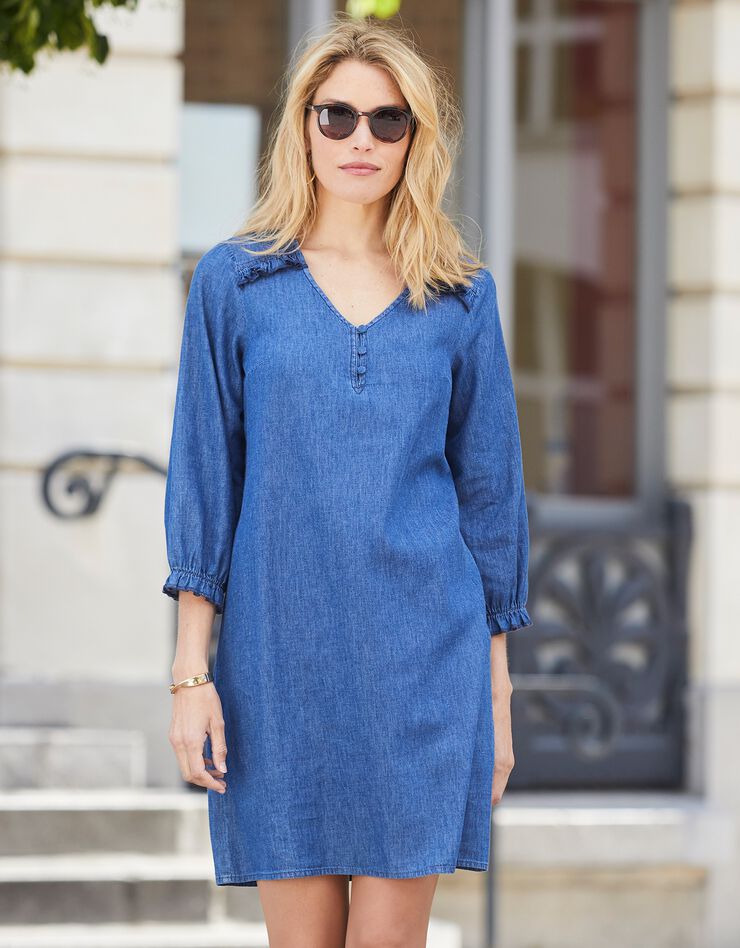Robe évasée, denim léger (stone) Robe évasée, denim léger (stone)