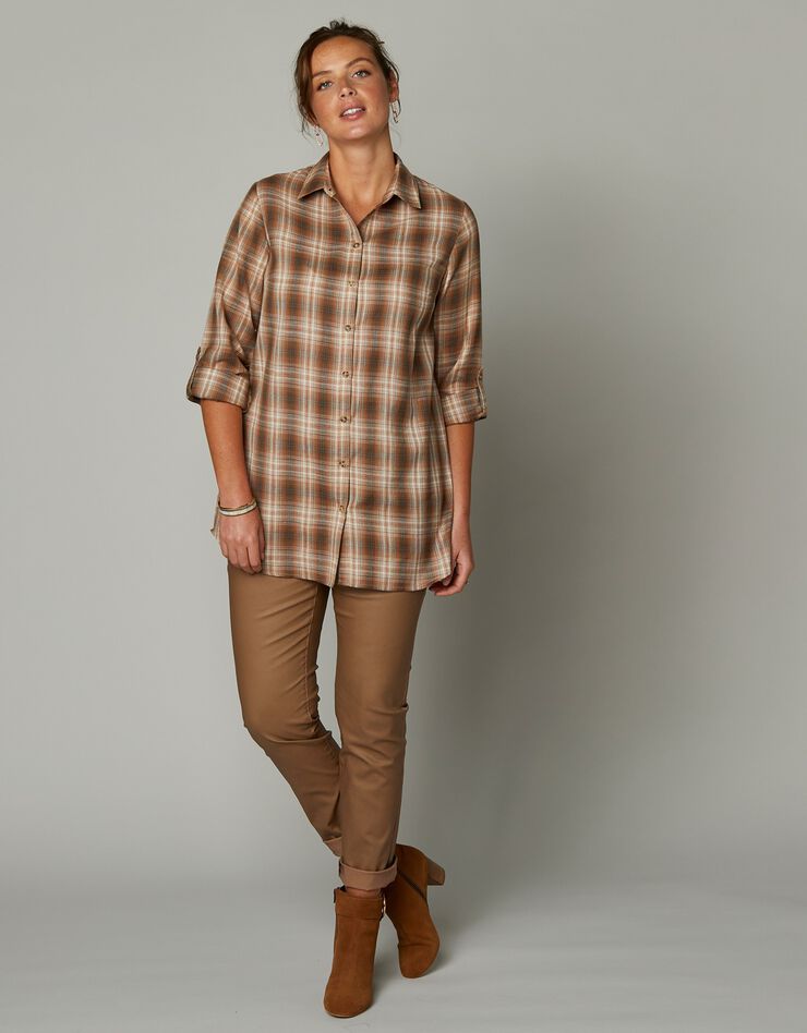 Chemise longue à carreaux flanelle (caramel) Chemise longue à carreaux flanelle (caramel)