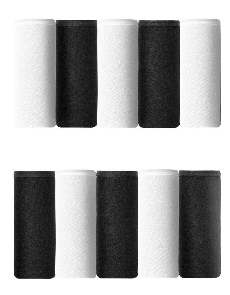 Culotte forme midi en coton extensible uni - lot de 10  (blanc / noir)