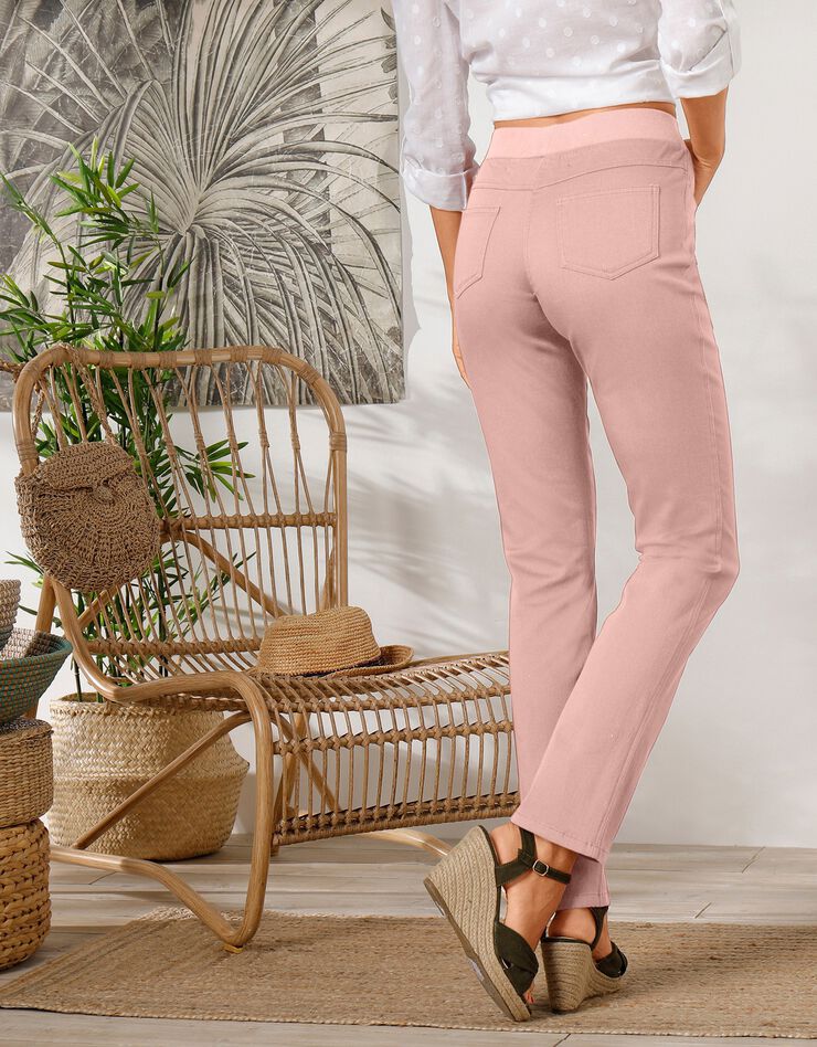 Pantalon droit "ultra confort" taille élastiquée (rose grisé) Pantalon droit "ultra confort" taille élastiquée (rose grisé)