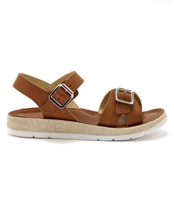 Sandales ouvertes double boucle - largeur confort (marron) Sandales ouvertes double boucle - largeur confort (marron)