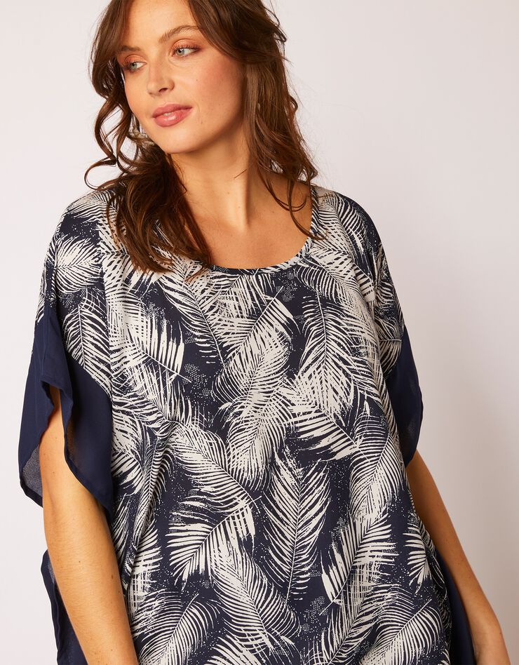 Blouse poncho imprimée (marine) Blouse poncho imprimée (marine)