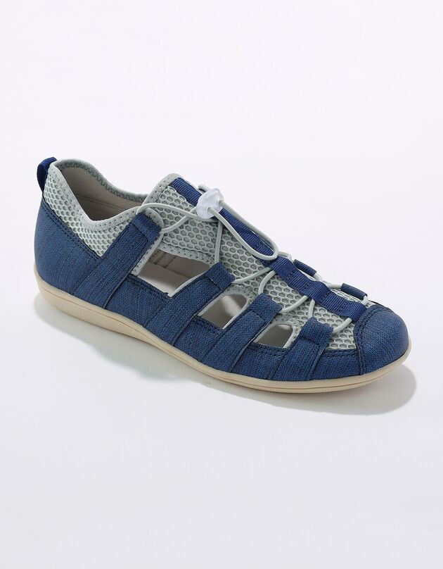 Sneakers ajourées à lacets élastiqués (bleu)