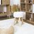 Tabouret en bois, assise bouclette sherpa (blanc)