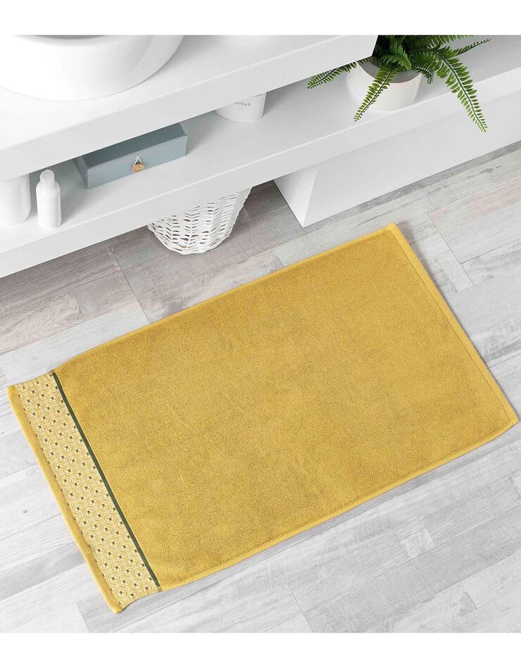 Tapis de bain éponge coton jacquard brodé mosaïque (miel) Tapis de bain éponge coton jacquard brodé mosaïque (miel)