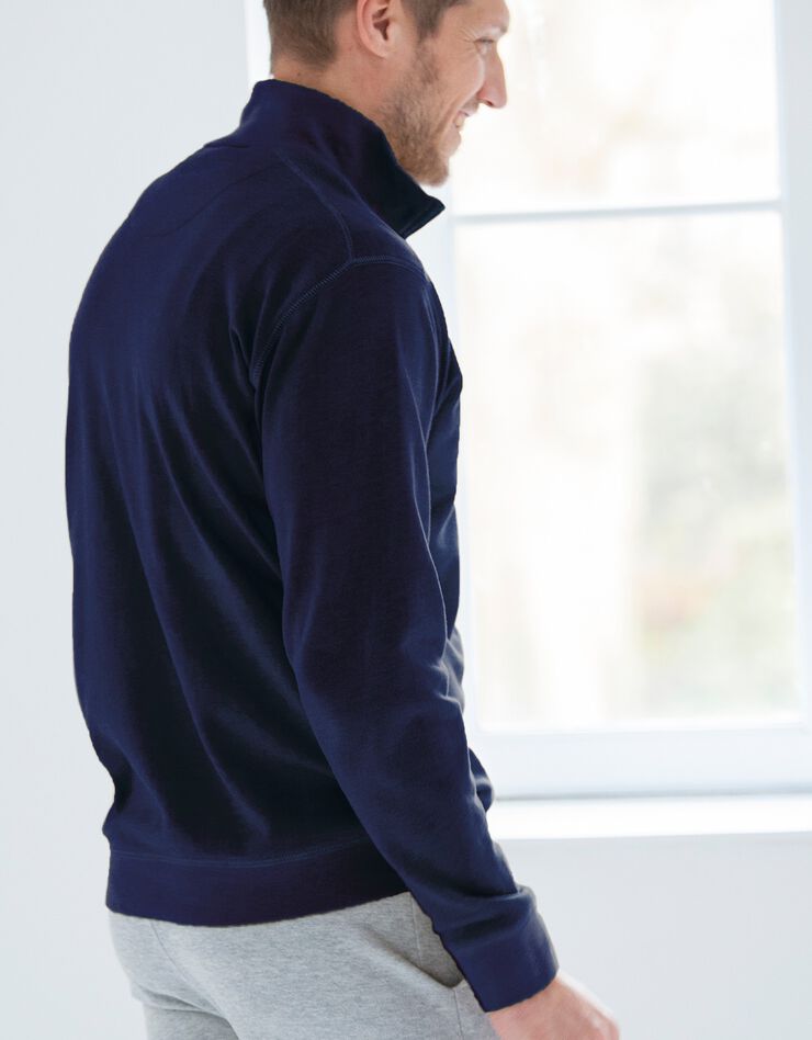 Sweat molleton col camionneur zippé (marine) Sweat molleton col camionneur zippé (marine)
