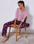 Pyjama en coton manches longues imprimé roses (prune / rose)