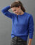 Pull col montant, maille ajour&eacute;e (bleu)