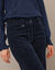 Pantalon large droit, velours côtelé (marine)