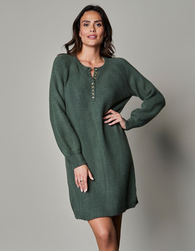 Robe-pull manches longues col boutonné  (bronze)