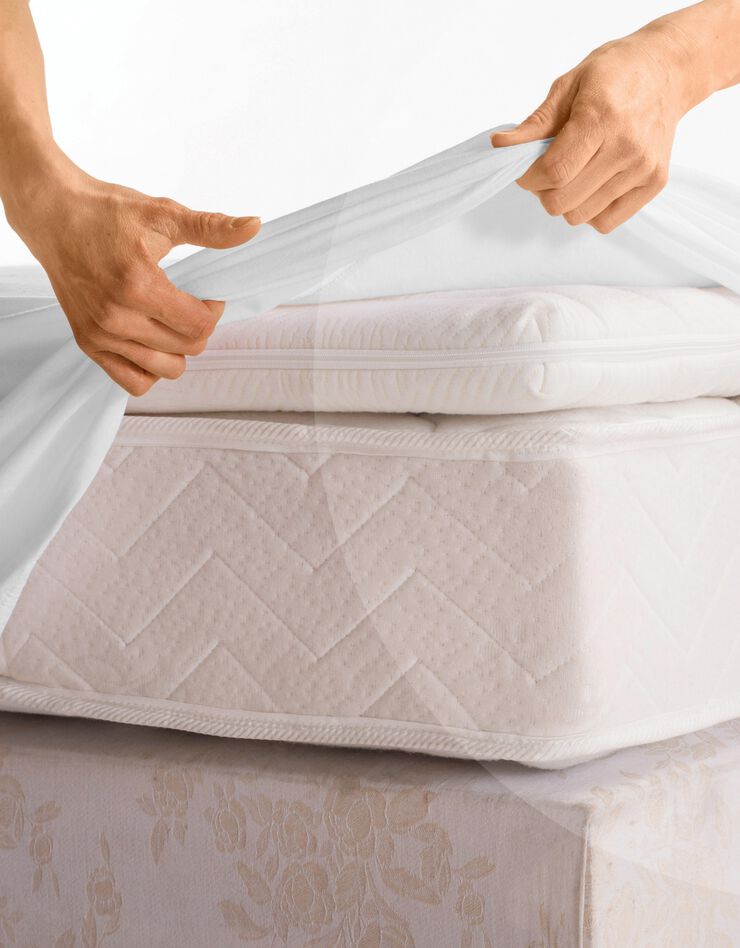 Protège-matelas molleton imperméable housse pour matelas épais (blanc)