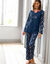 Pyjama pantalon imprimé fleurs - pur coton (marine)