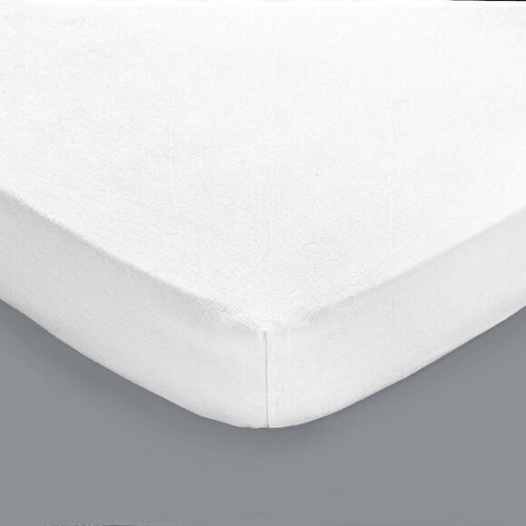 Protège matelas molleton imperméable polyuréthane housse 25 cm (blanc)