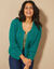 Gilet paletot, maille perlée fantaisie (vert émeraude)