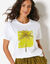 T-shirt col rond imprim&eacute; palmier, volume loose (blanc / anis)