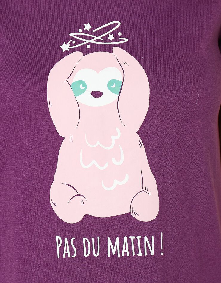 Chemise de nuit courte motif " Pas du matin !" manches courtes (violet) Chemise de nuit courte motif " Pas du matin !" manches courtes (violet)