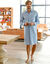 Liquette pyjama rayures pilou coton (bleu ciel)