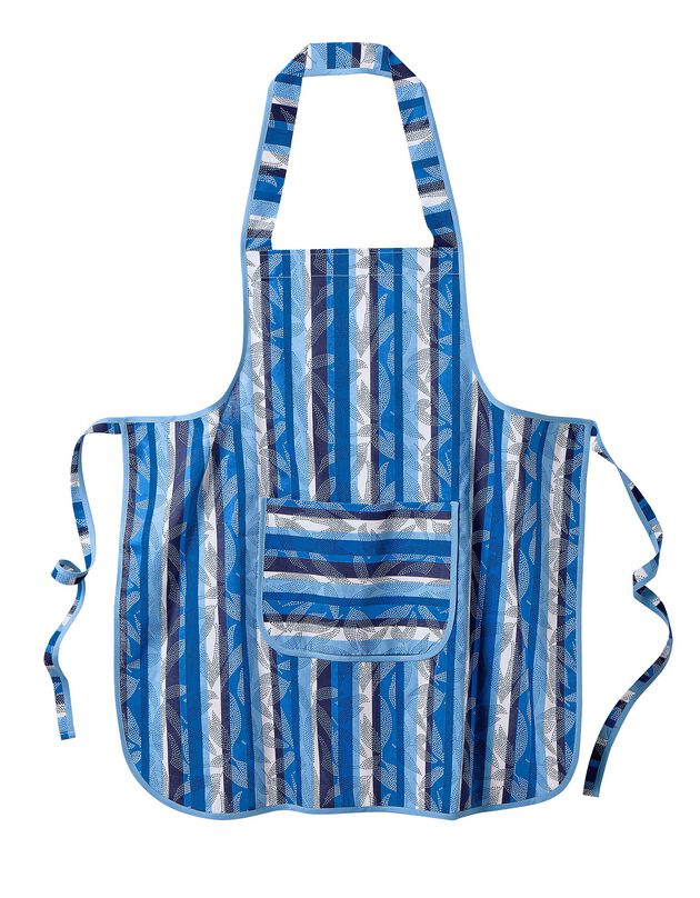 Tablier cuisine rayé forme bavette (bleu)