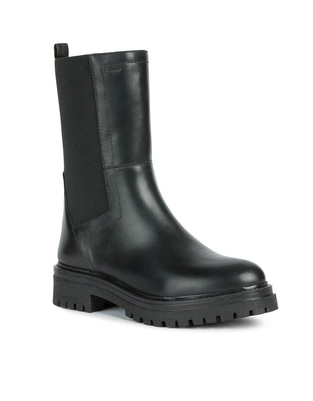 Boots mi-hautes dessus cuir (noir)