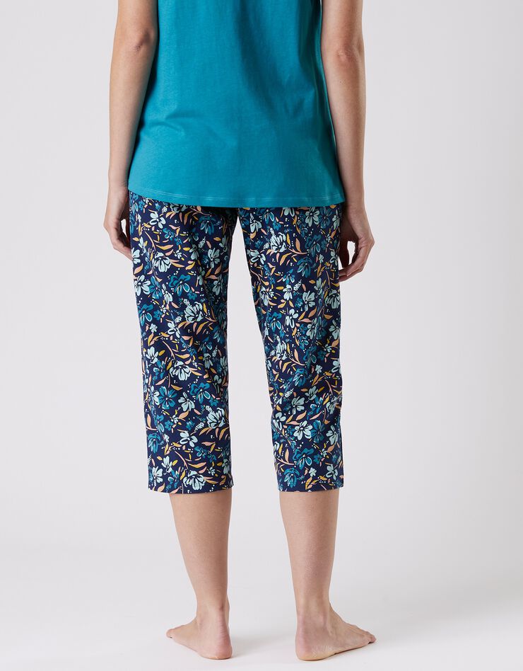 Pantalon court pyjama imprimé floral (marine) Pantalon court pyjama imprimé floral (marine)
