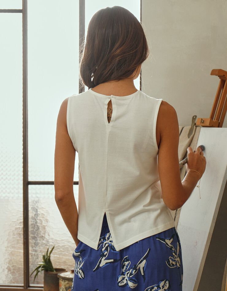 Tee-shirt imprimé, collection "Odette Lepeltier" (blanc / bleu) Tee-shirt imprimé, collection "Odette Lepeltier" (blanc / bleu)