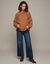 Blouse volant&eacute;e, manches longues blousantes, voile (noisette)