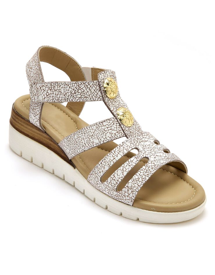 Sandales scratchées grande largeur (beige) Sandales scratchées grande largeur (beige)