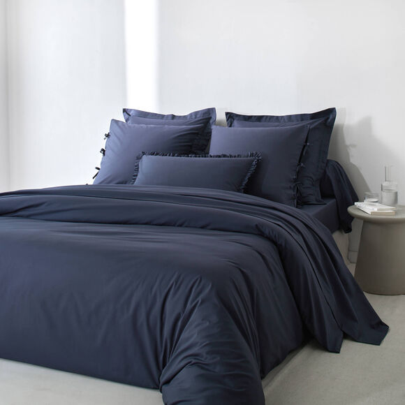 Linge de lit uni - percale de coton 72 fils/cm&sup2; (bleu encre)
