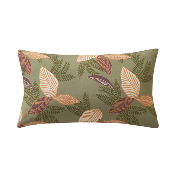 Housse de coussin rectangulaire imprim&eacute; feuilles - lot de 2 (vert)