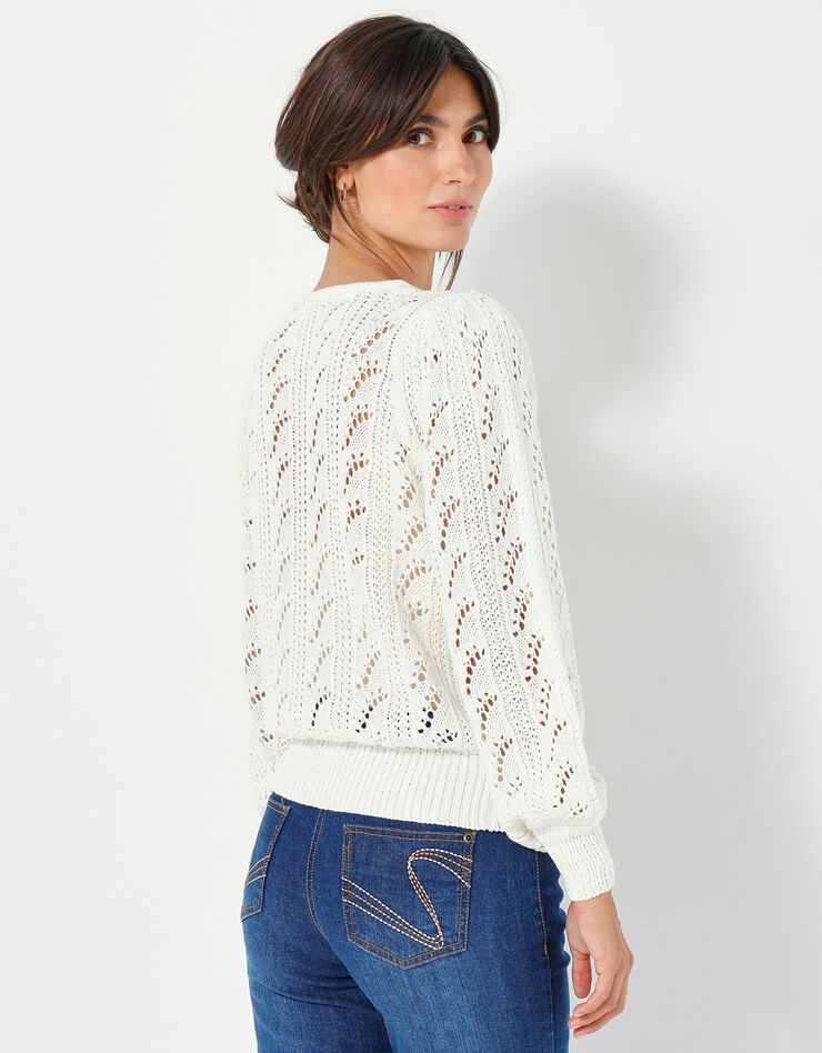 Pull maille fantaisie ajourée (écru) Pull maille fantaisie ajourée (écru)
