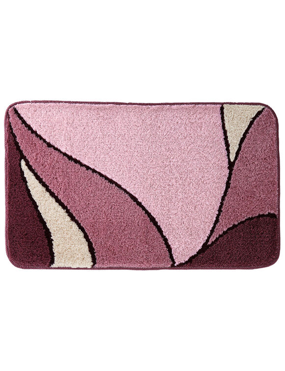 Tapis de bain motif végétal (prune)