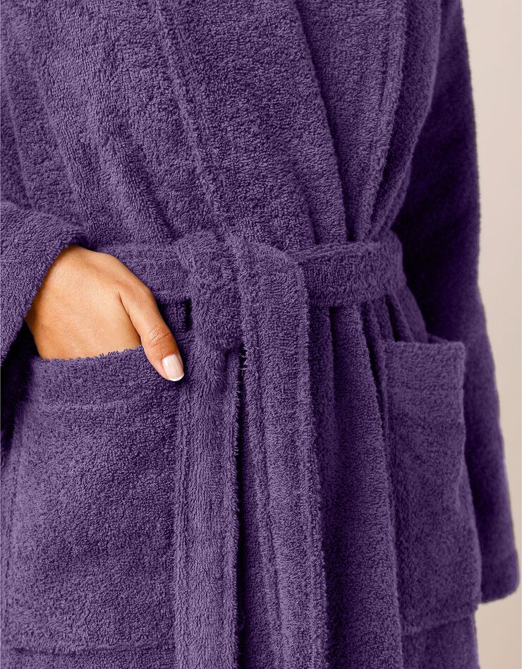 Peignoir mixte adulte col châle éponge bouclette (aubergine)