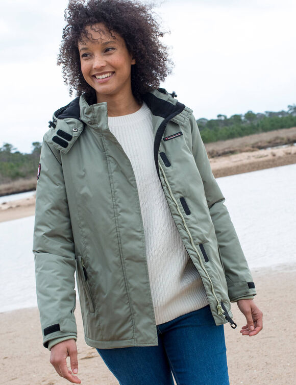 Parka imperm&eacute;able doubl&eacute;e polaire unie (vert amande)
