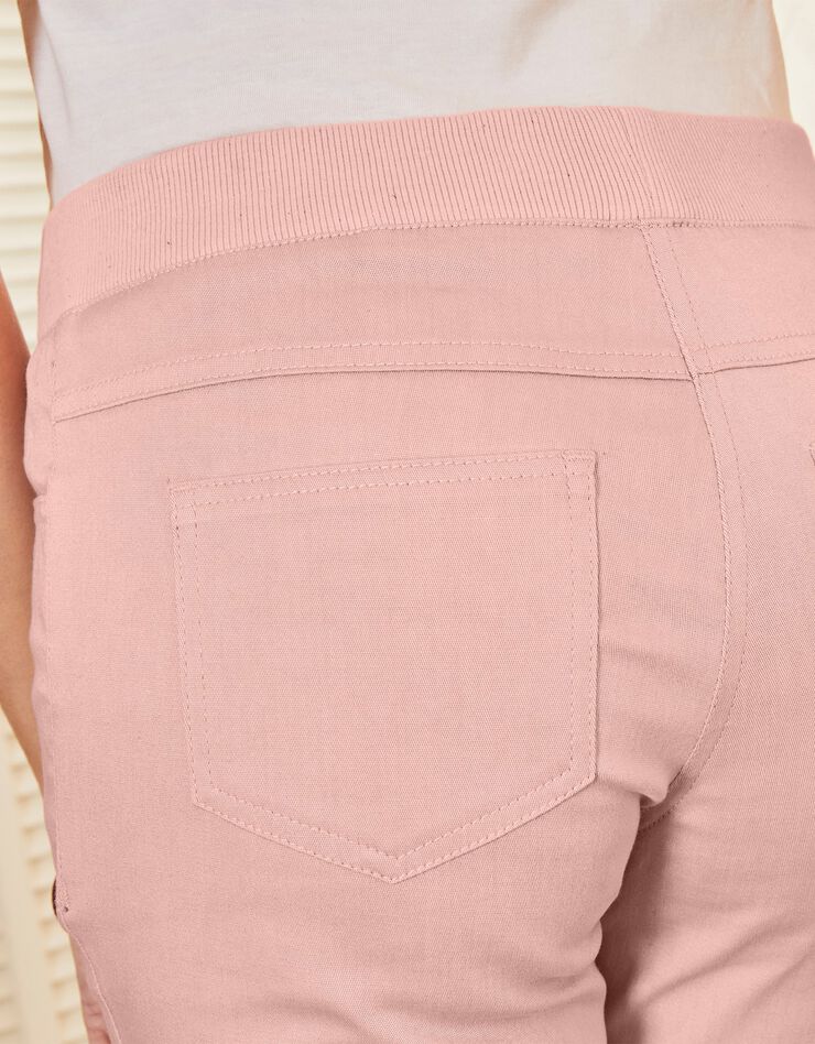 Pantacourt toile taille élastiquée (rose grisé) Pantacourt toile taille élastiquée (rose grisé)