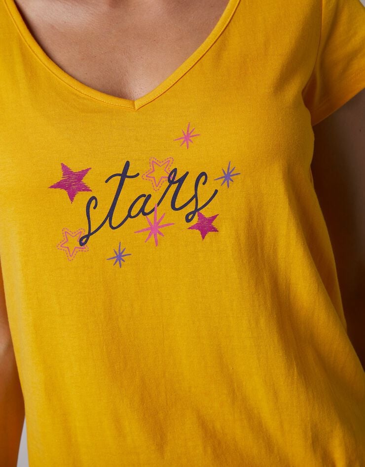 Tee-shirt de pyjama manches courtes imprimé Estrella  (jaune)