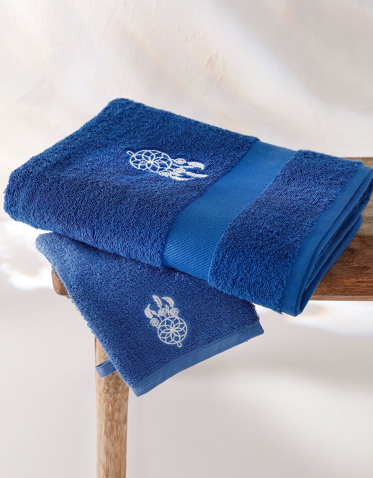 Éponge coton broderie attrape rêves - 420g/m² (bleu dur) Éponge coton broderie attrape rêves - 420g/m² (bleu dur)