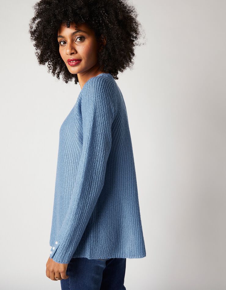 Pull évasé maille anglaise (bleu grisé) Pull évasé maille anglaise (bleu grisé)