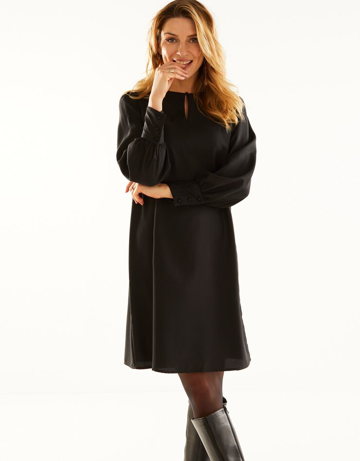 Robe forme housse crêpe uni (noir) Robe forme housse crêpe uni (noir)